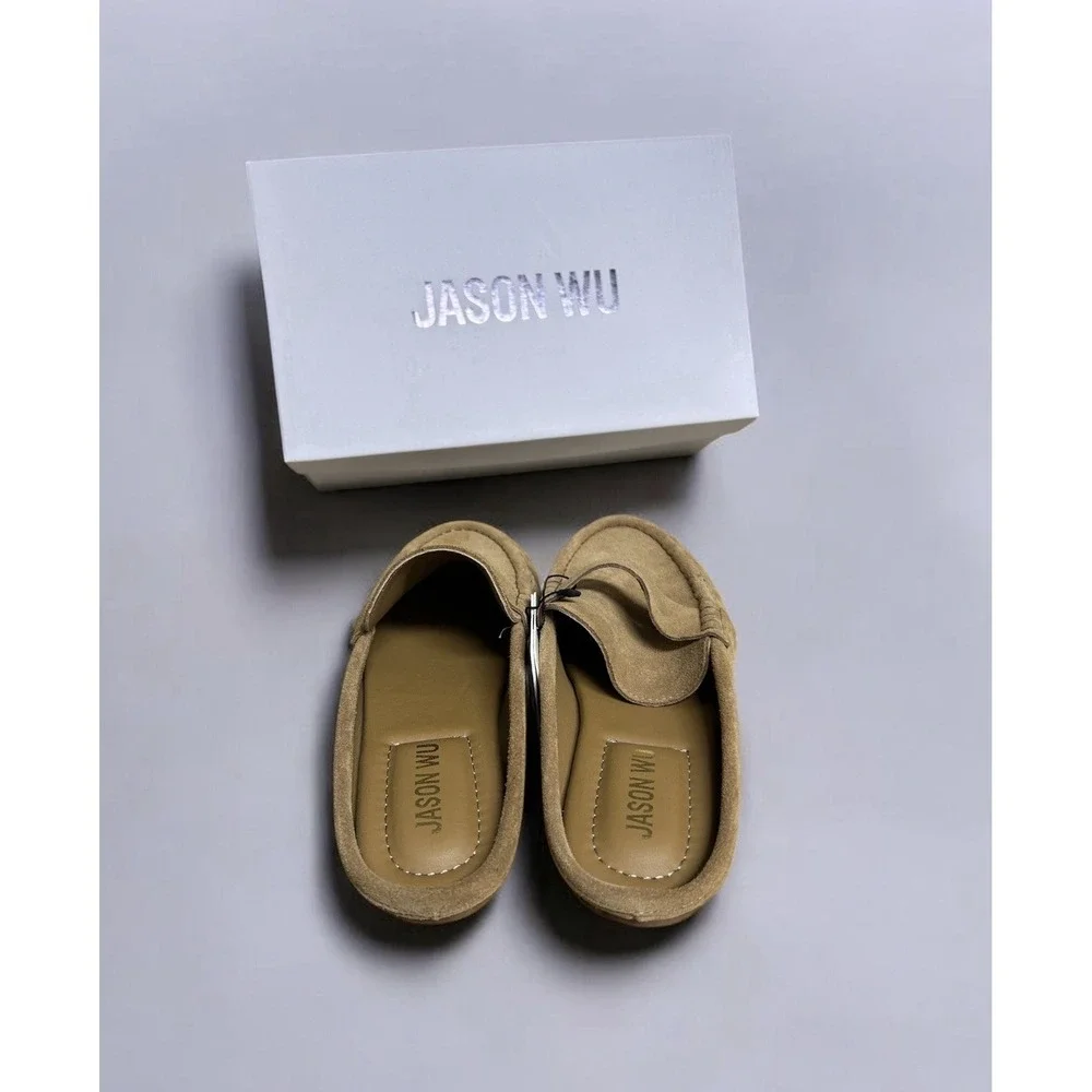 Jason Wu Meeky Mule Loafers Chestnut Suede Leather Slides 7.5 NWT Box